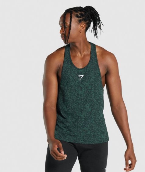 Men's Gymshark Critical 2.0 Stringer Tanks Dark Green | NZ 8CYFVS